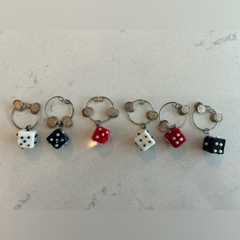 Vintage Dice Wine Charms Set